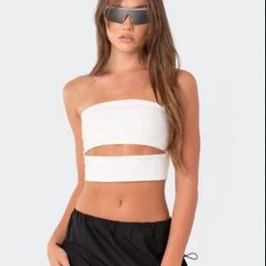 Edikted White Strapless Cutout Top